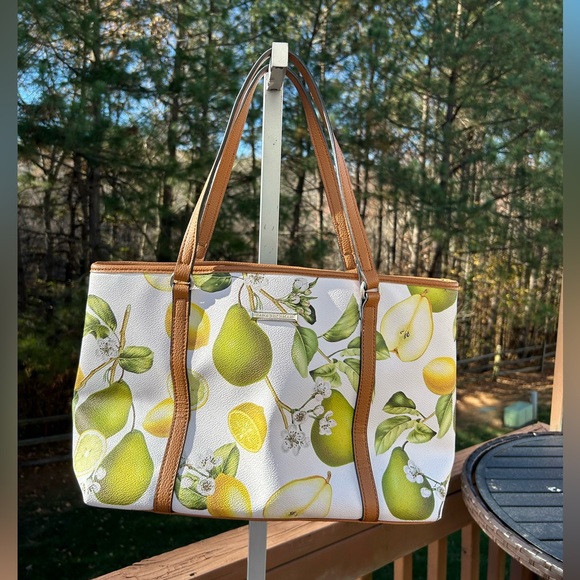 Dana Buchman Handbags - Dana Buchman LEXI Lemon Pear Fruit Tote White Yellow Green Brown